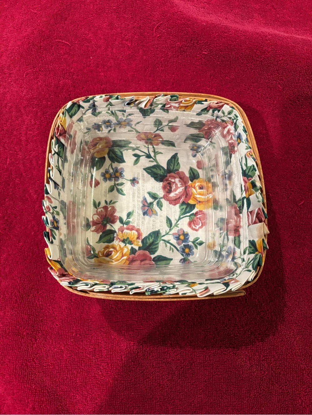 Longaberger Square Basket with Floral Lining